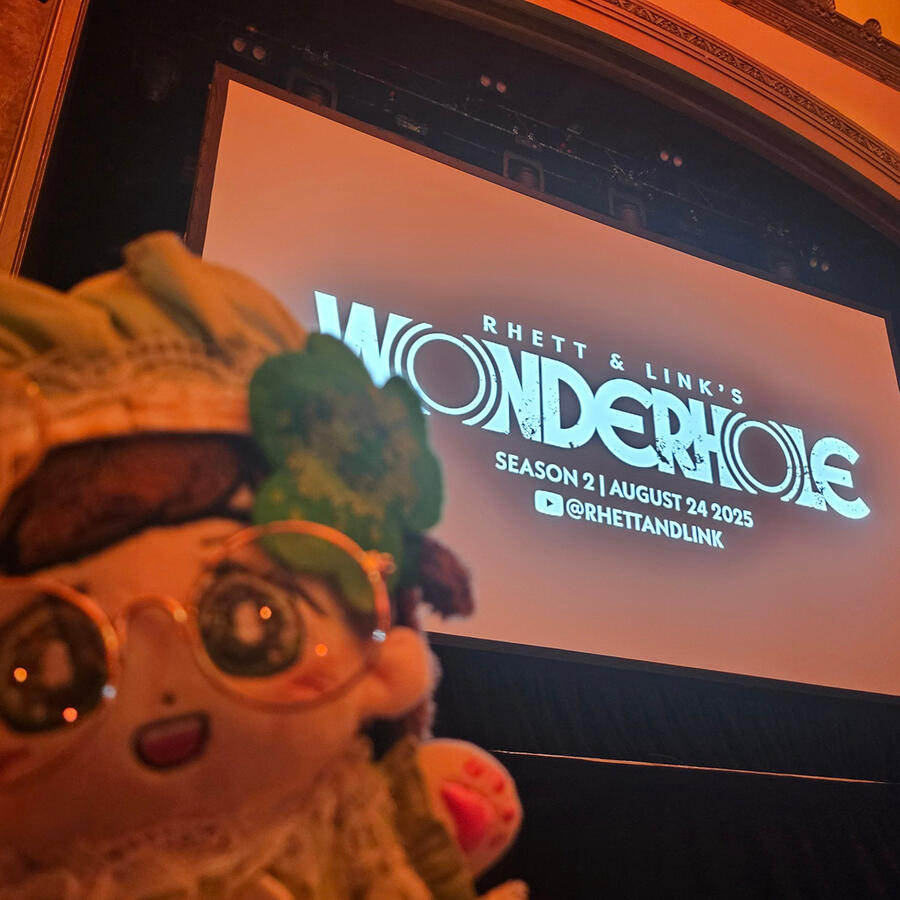 cloverdoll at the season 2 premiere of rhett & links wonderhole.